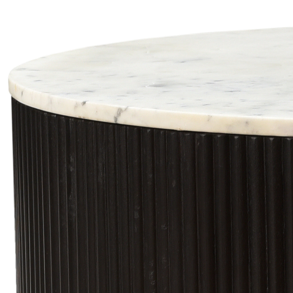 Reyna Round Coffee Table with Storage (Black and White)