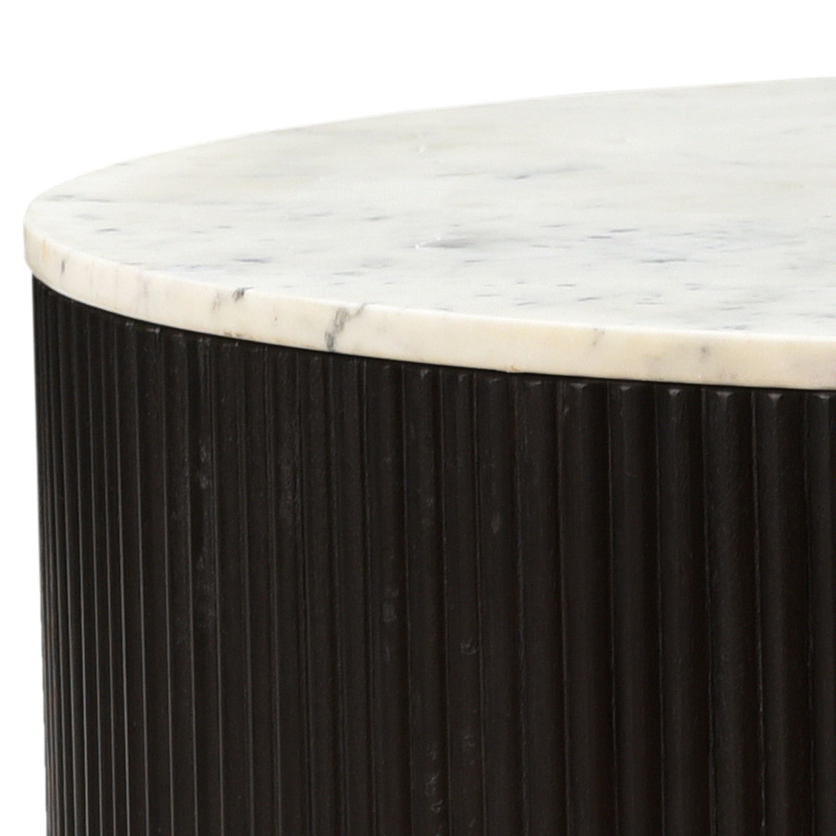 Reyna Round Coffee Table with Storage (Black and White)