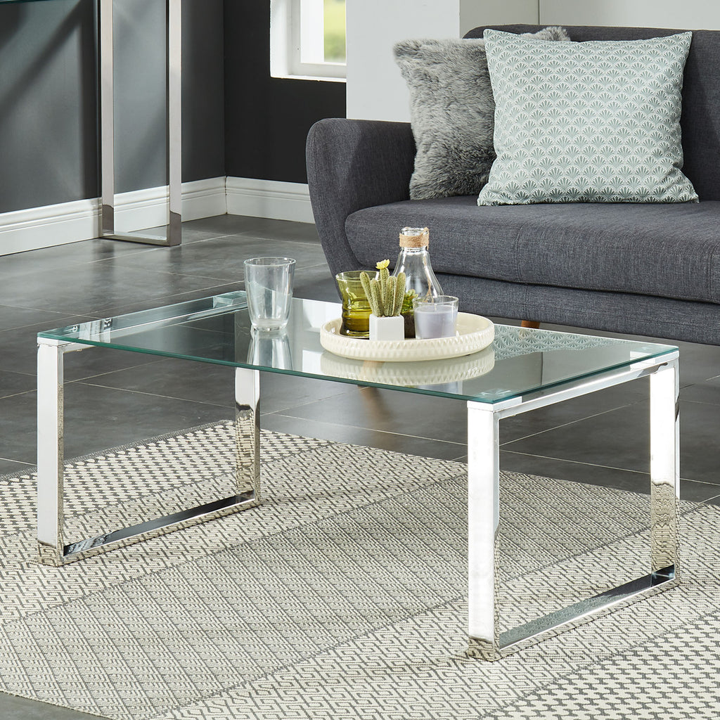 Zevon Rectangular Coffee Table (Silver)