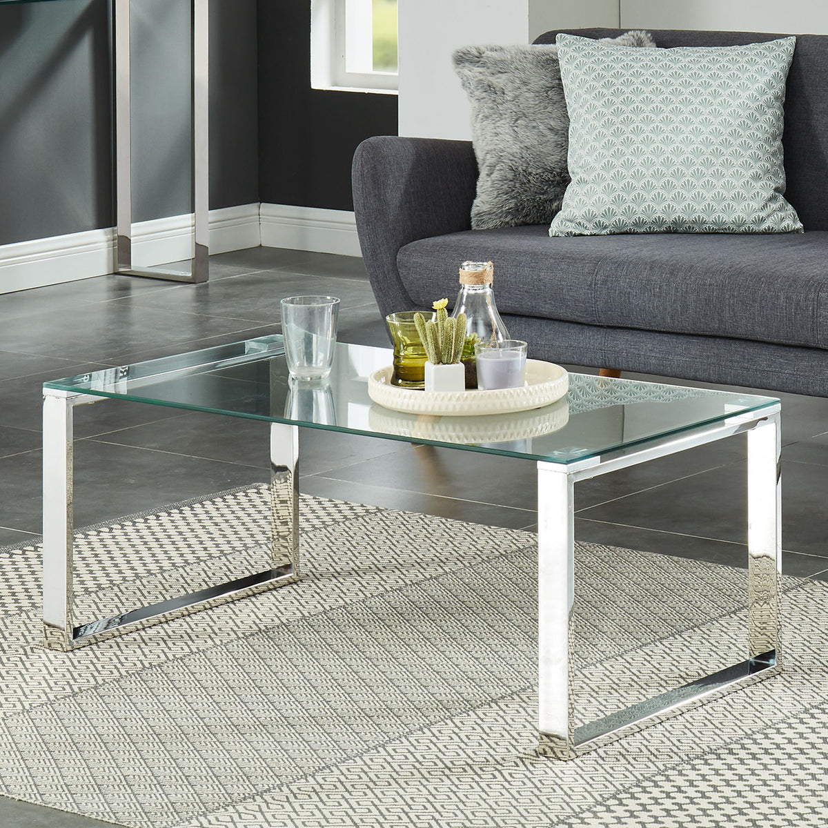 Zevon Rectangular Coffee Table (Silver)