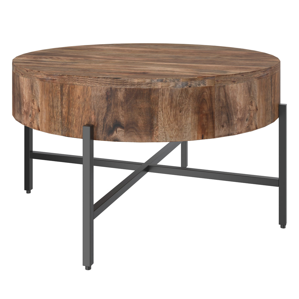 Blox Round Coffee Table (Natural and Black)