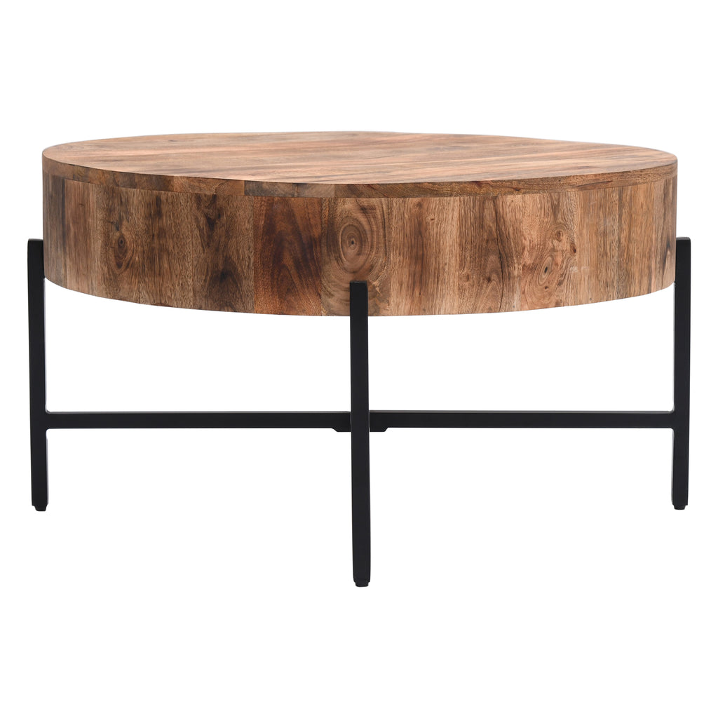 Blox Round Coffee Table (Natural and Black)