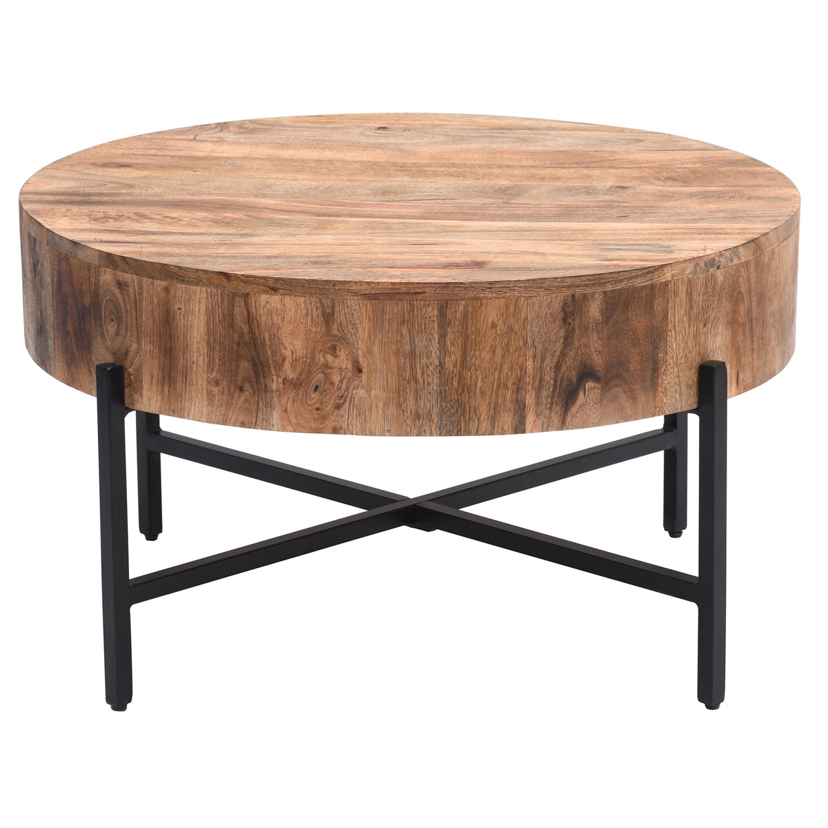 Blox Round Coffee Table (Natural and Black)