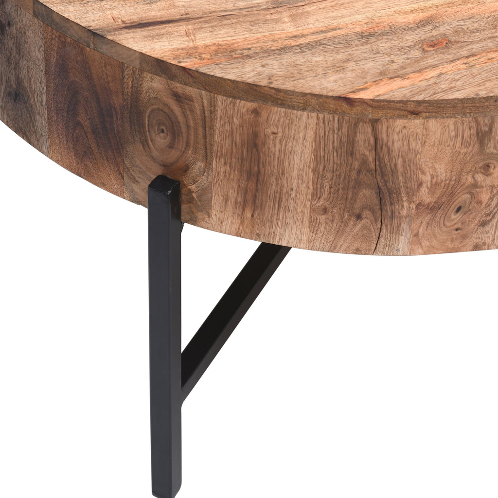 Blox Round Coffee Table (Natural and Black)