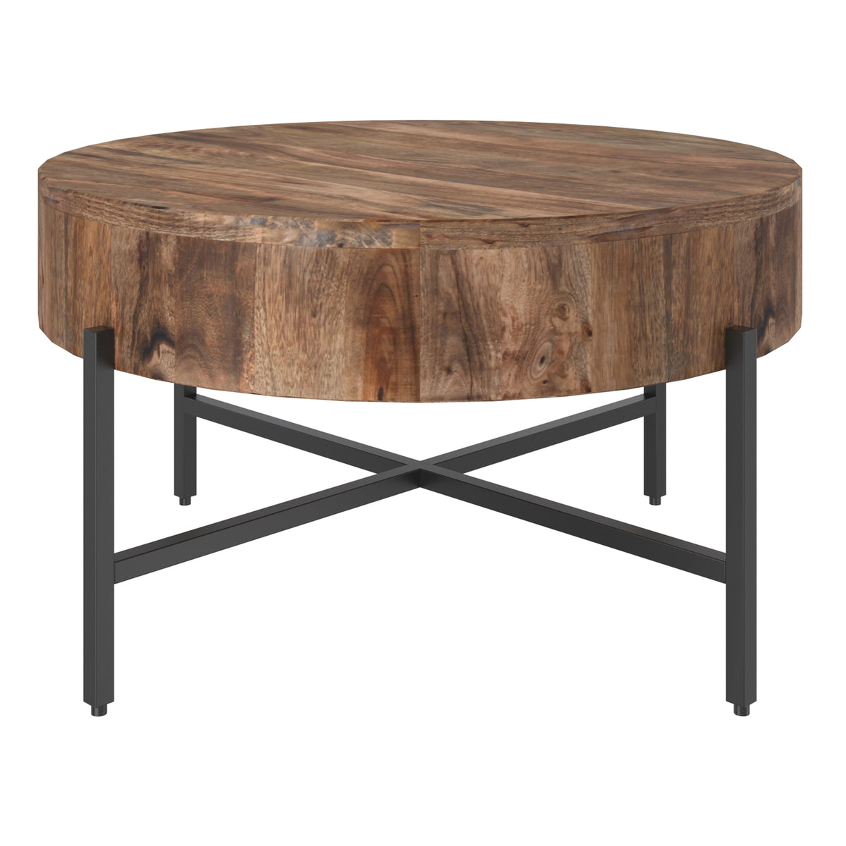 Blox Round Coffee Table (Natural and Black)