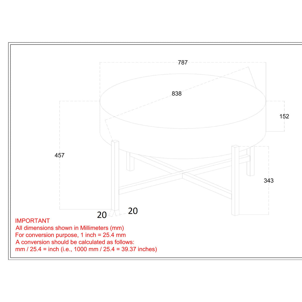 Blox Round Coffee Table (Natural and Black)