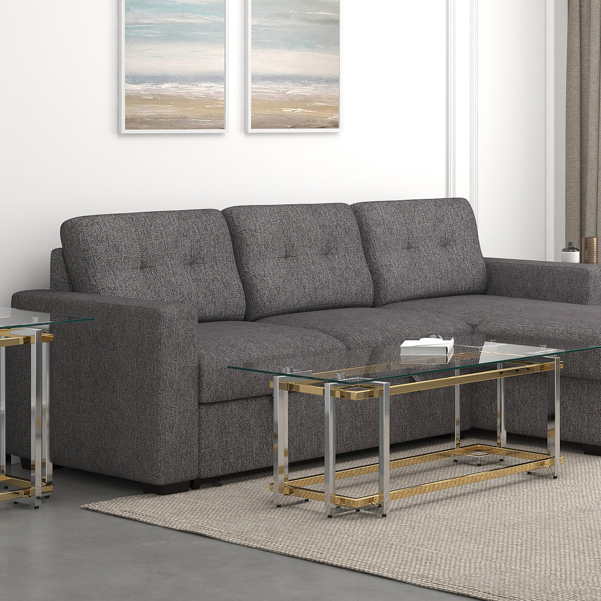 Florina Rectangular Coffee Table (Silver and Gold)