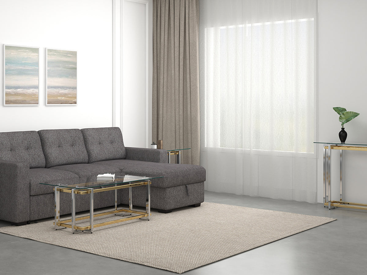 Florina Rectangular Coffee Table (Silver and Gold)