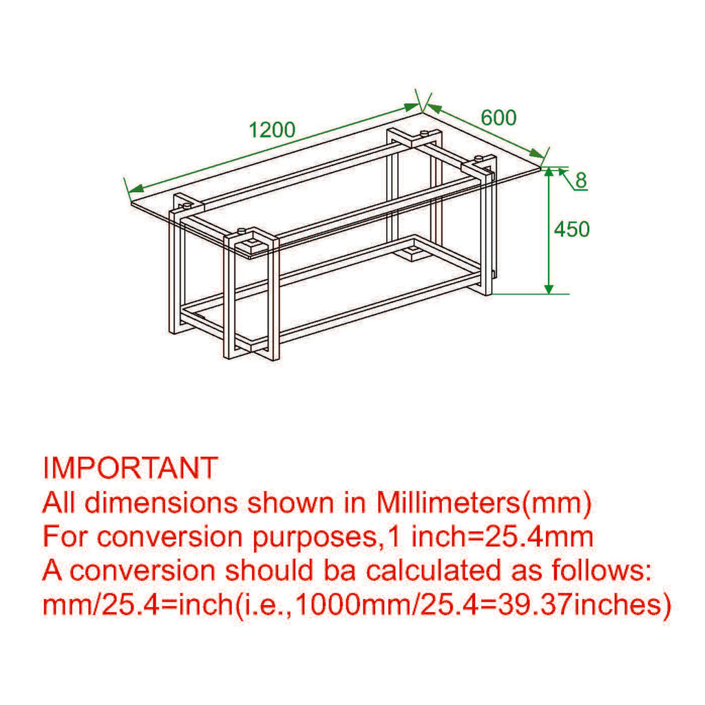 Florina Rectangular Coffee Table (Silver and Gold)