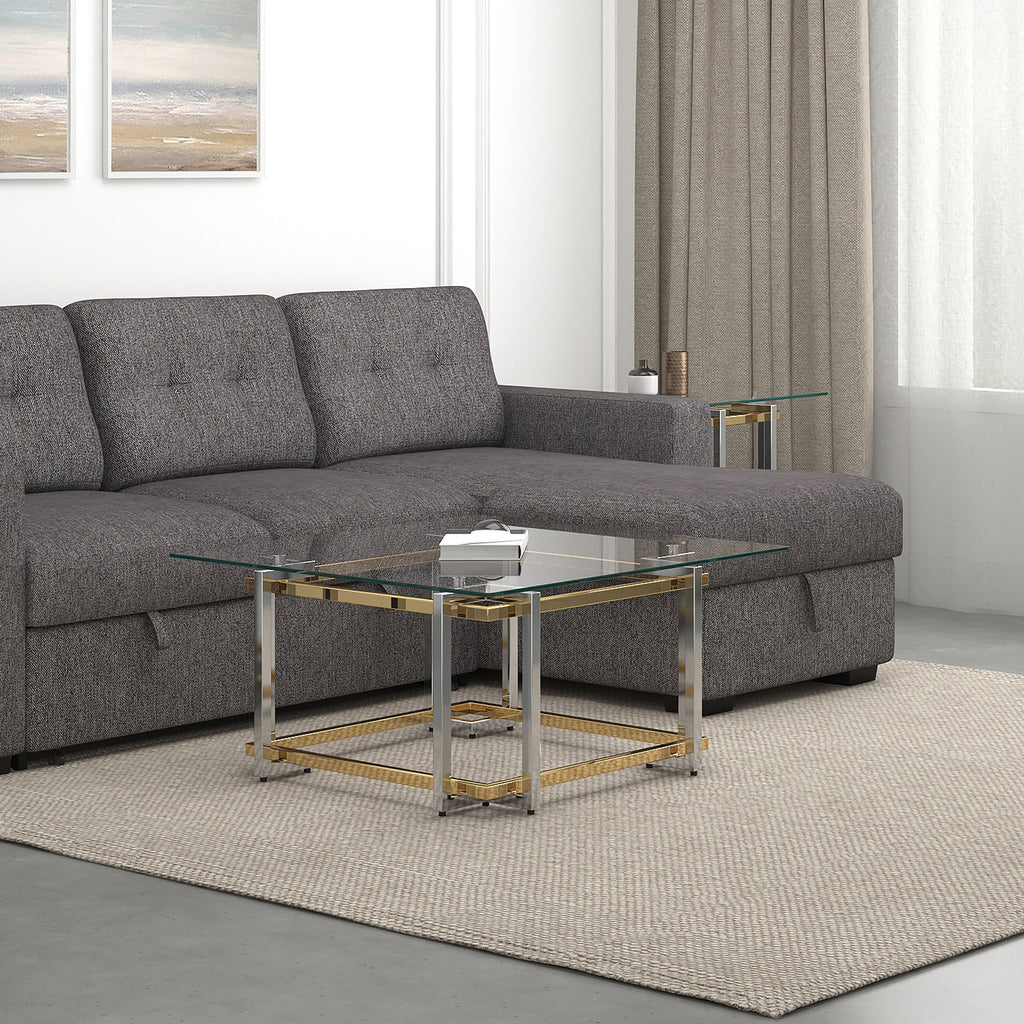 Florina Square Coffee Table (Silver and Gold)