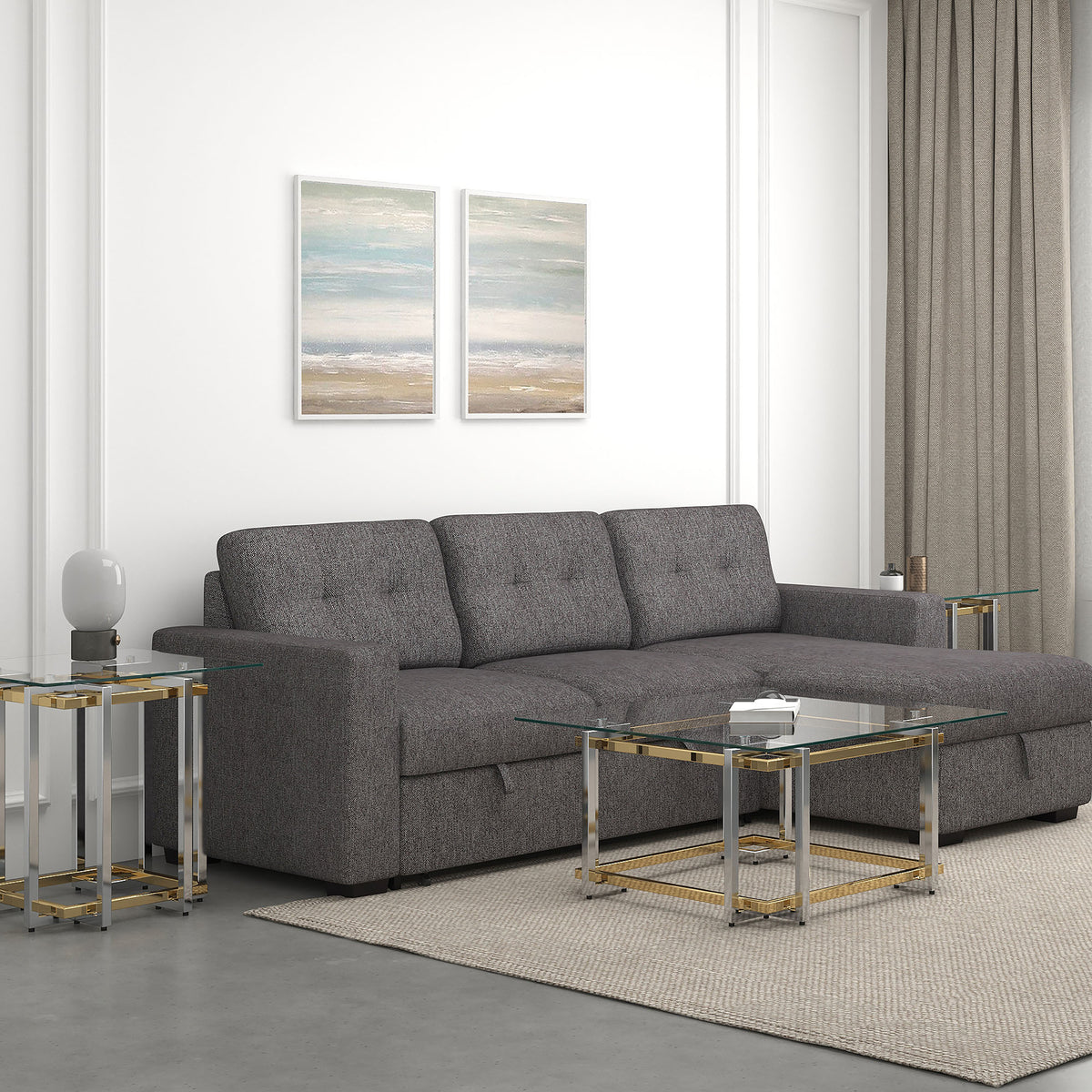 Florina Square Coffee Table (Silver and Gold)