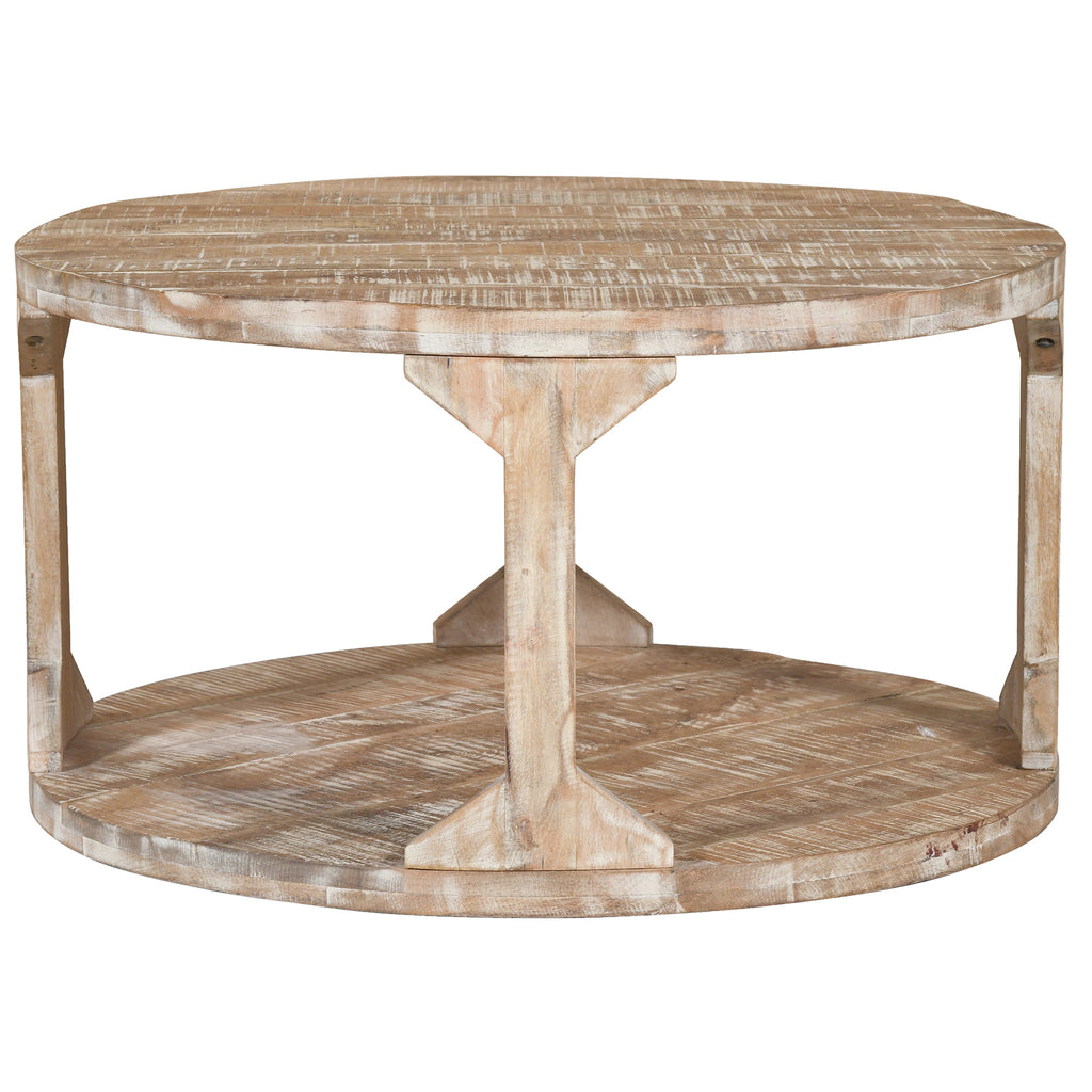 Avni Round Coffee Table (Distressed Natural)