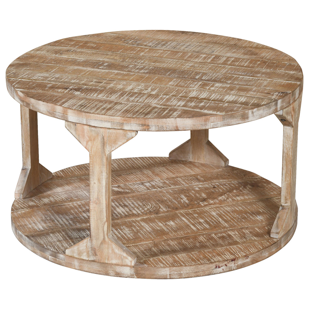 Avni Round Coffee Table (Distressed Natural)