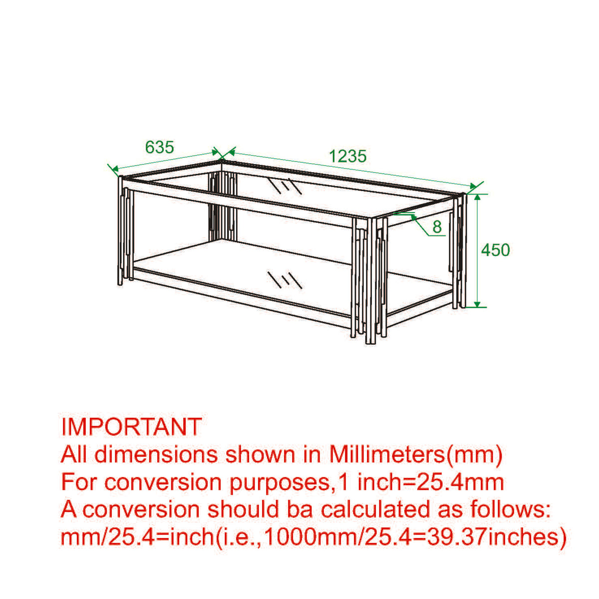 Estrel Rectangular Coffee Table (Gold)
