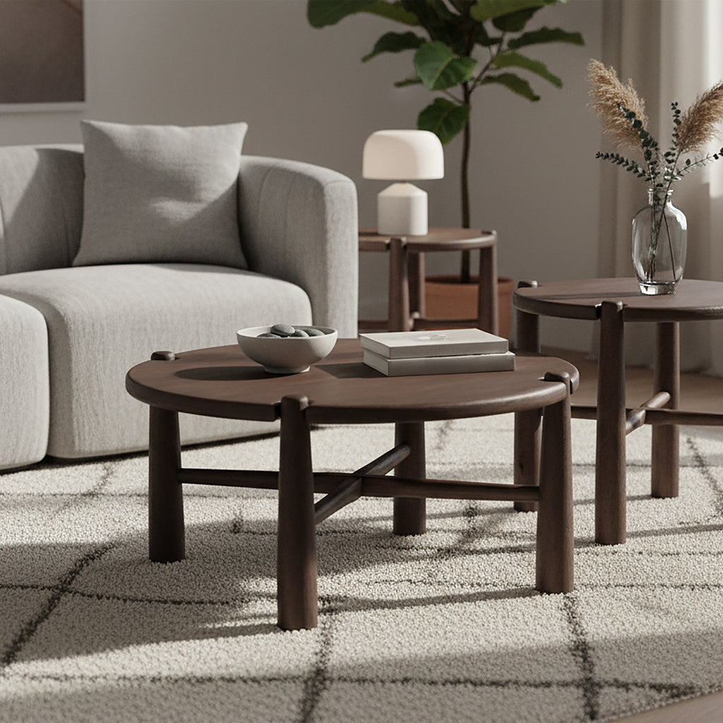 Carlyn Round Coffee Table (Dark Walnut)