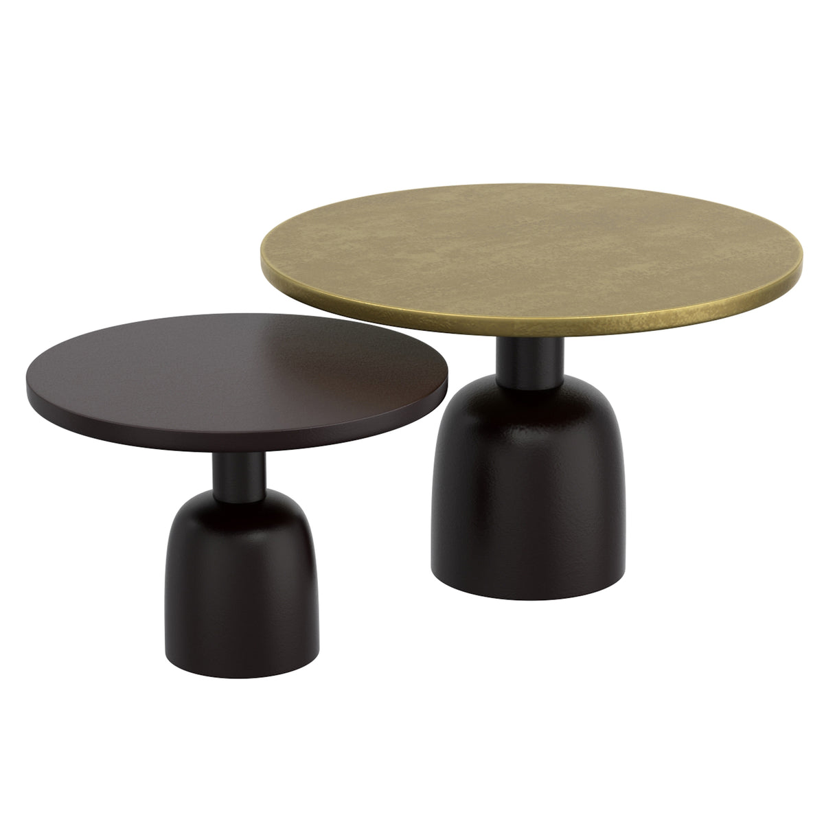 Adira 2pc Round Coffee Table Set (Antique Gold and Black)