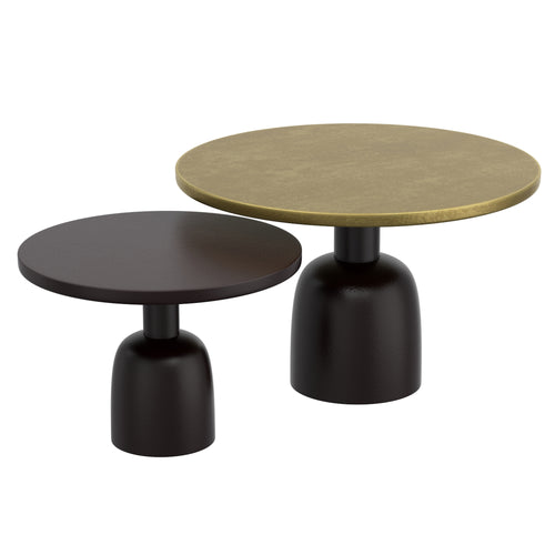 Adira 2pc Round Coffee Table Set (Antique Gold and Black)