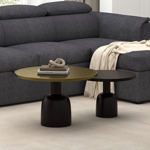 Adira 2pc Round Coffee Table Set (Antique Gold and Black)