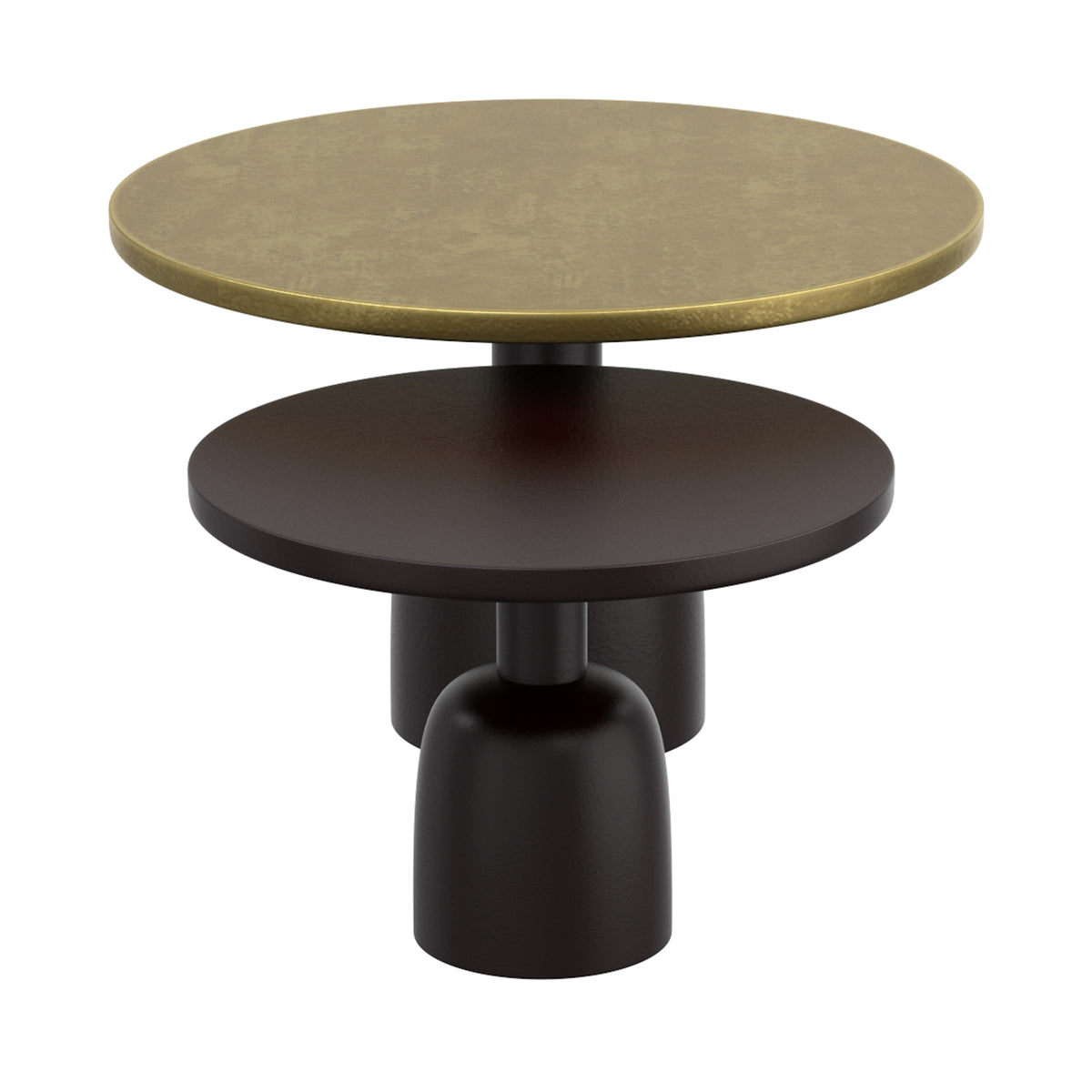 Adira 2pc Round Coffee Table Set (Antique Gold and Black)