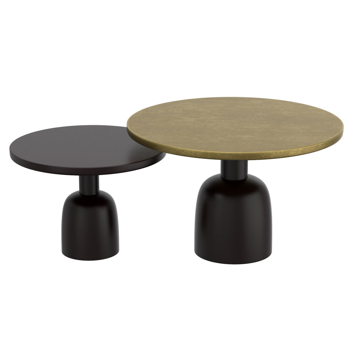 Adira 2pc Round Coffee Table Set (Antique Gold and Black)