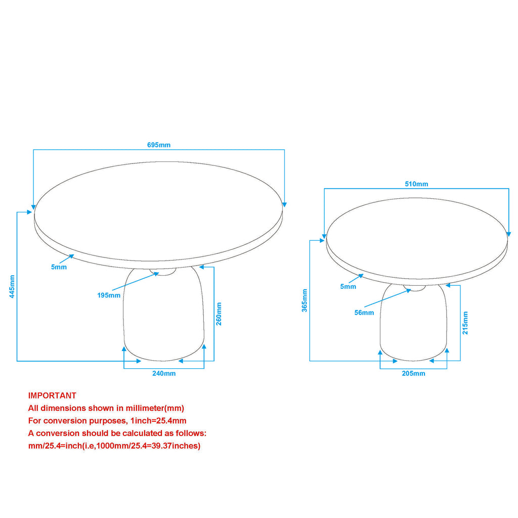 Adira 2pc Round Coffee Table Set (Antique Gold and Black)