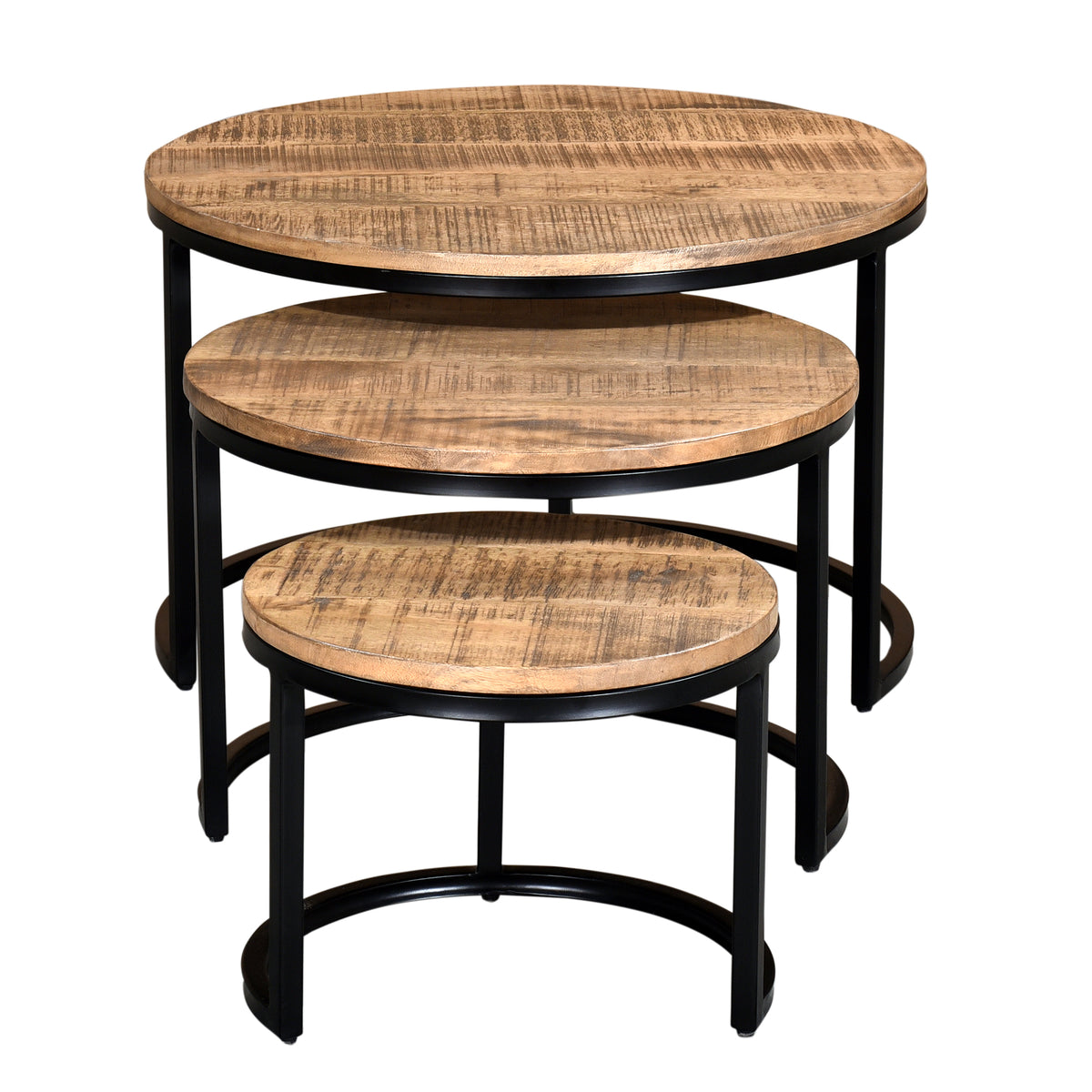 Darsh 3pc Round Coffee Table Set (Natural and Black)