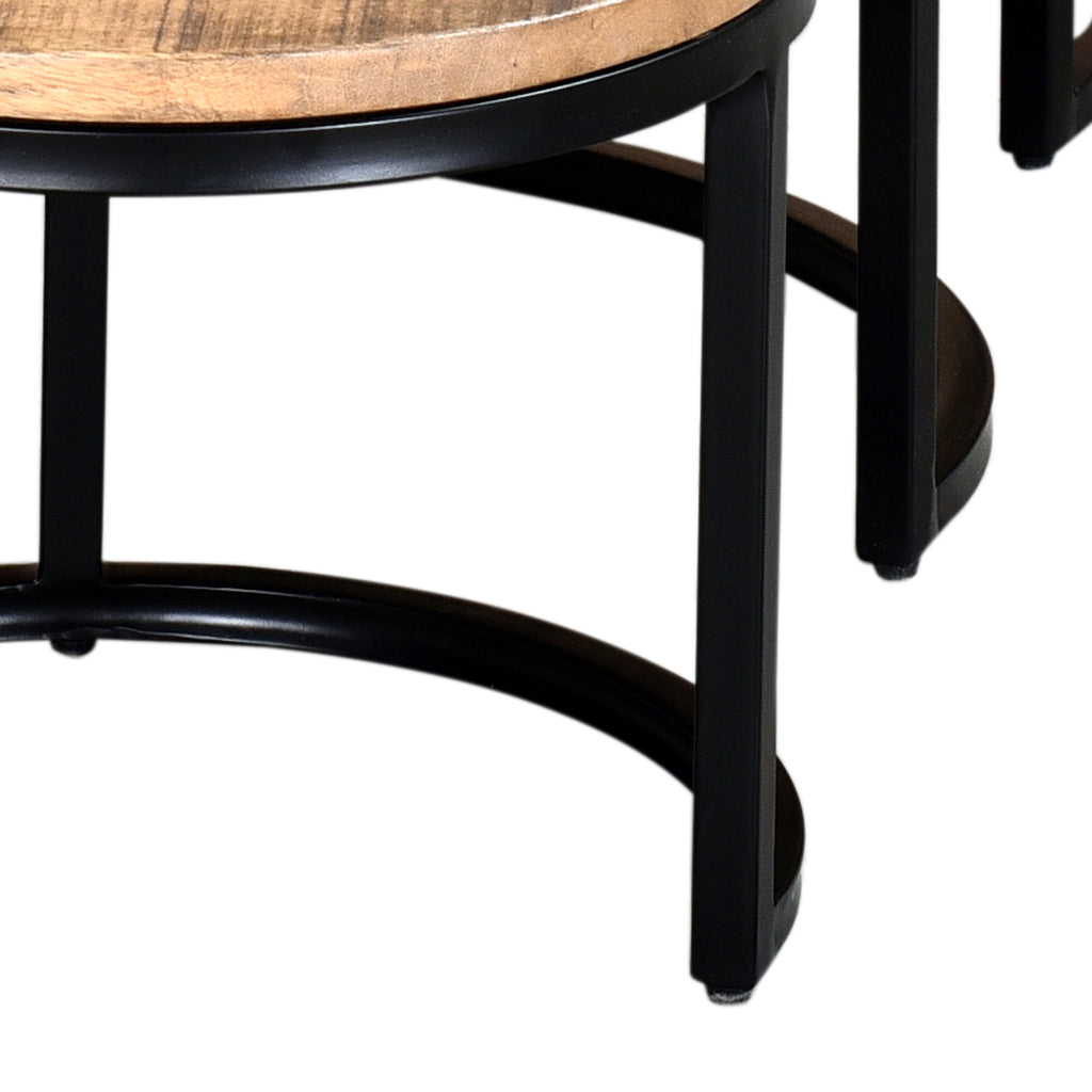 Darsh 3pc Round Coffee Table Set (Natural and Black)
