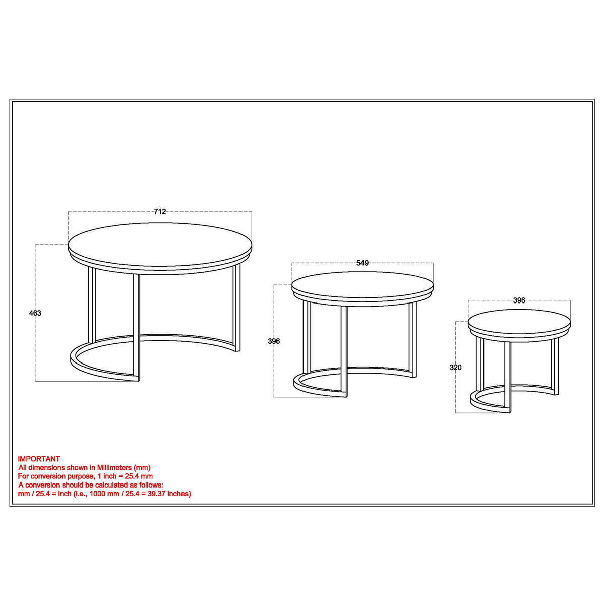 Darsh 3pc Round Coffee Table Set (Natural and Black)