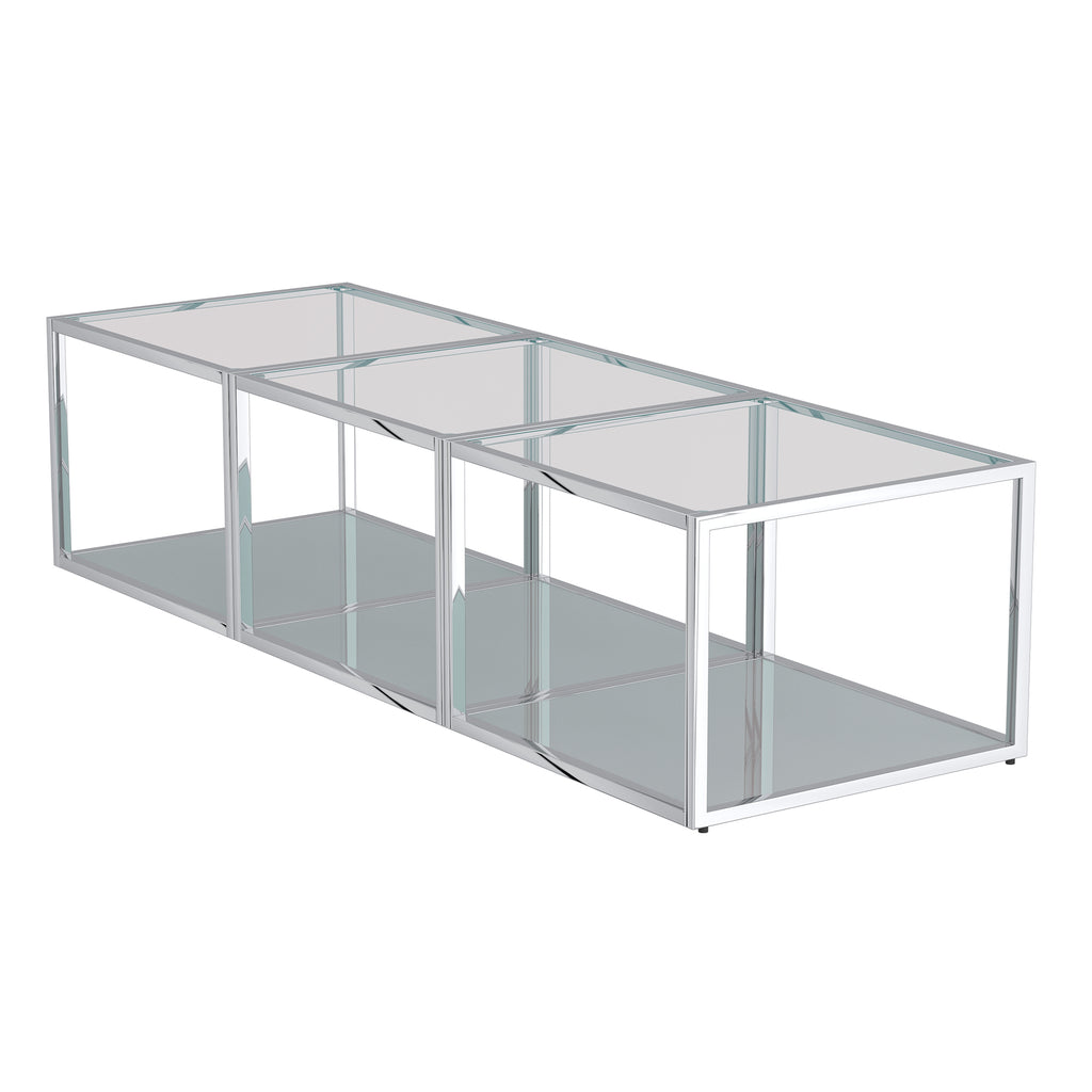 Casini 3pc Small Coffee Table Set (Silver)