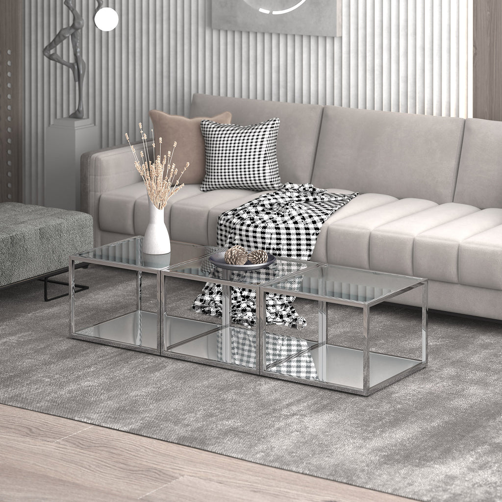 Casini 3pc Small Coffee Table Set (Silver)