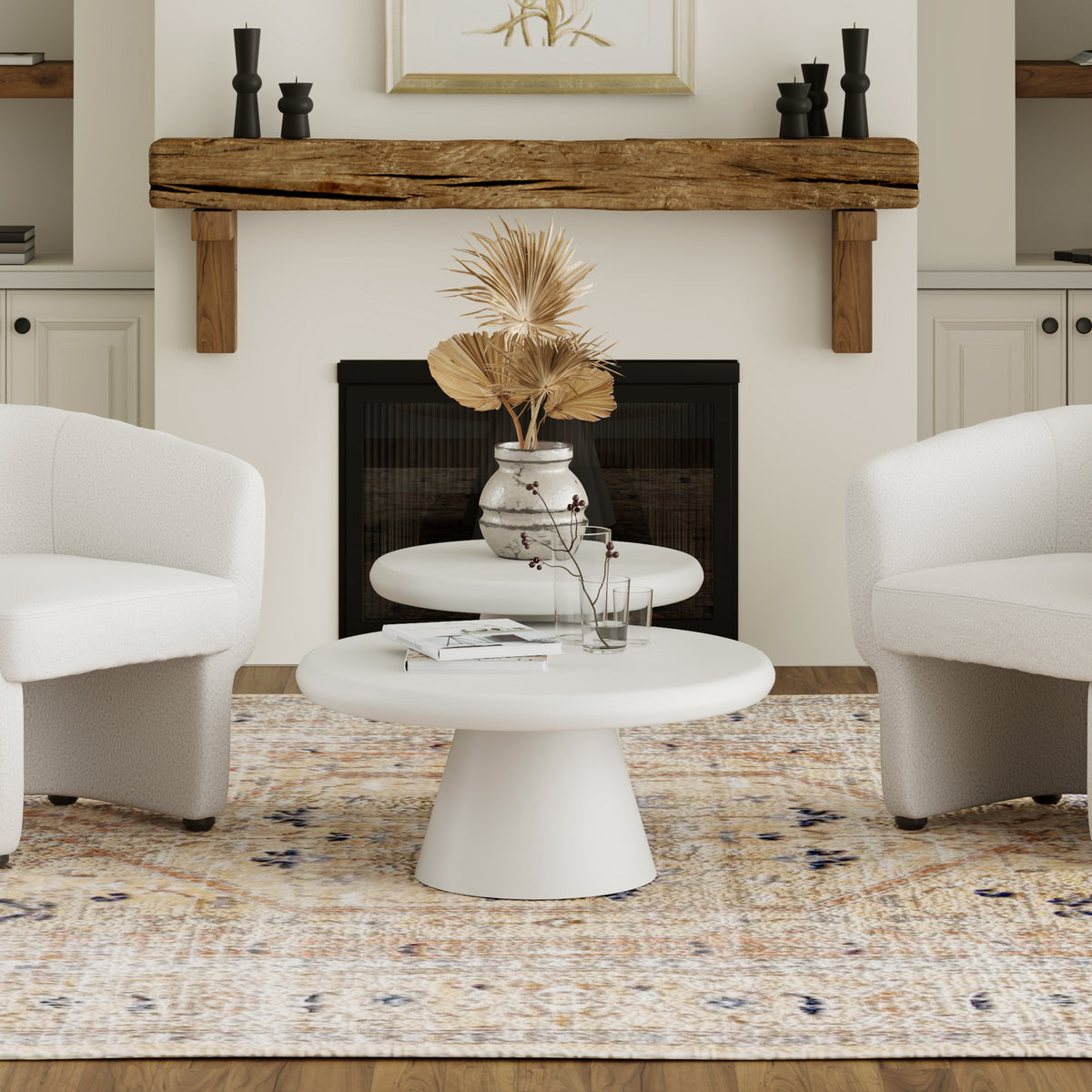 Galio 2pc Round Coffee Table Set (White)