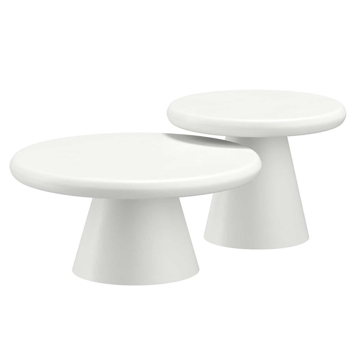Galio 2pc Round Coffee Table Set (White)