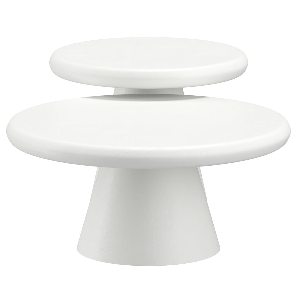 Galio 2pc Round Coffee Table Set (White)