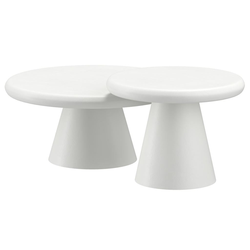 Galio 2pc Round Coffee Table Set (White)