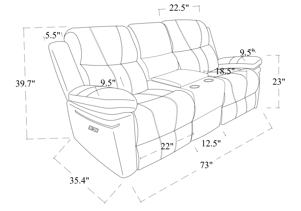 Thea Power Recliner Love Seat (Beige)