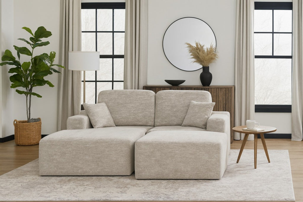 Simone Sectional W/Ottoman (Beige)