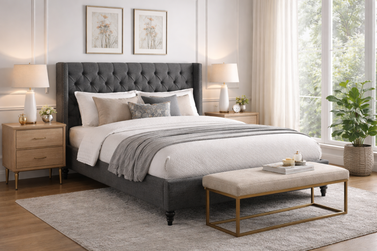 King Platform Bed (Grey) - B1920K-GR