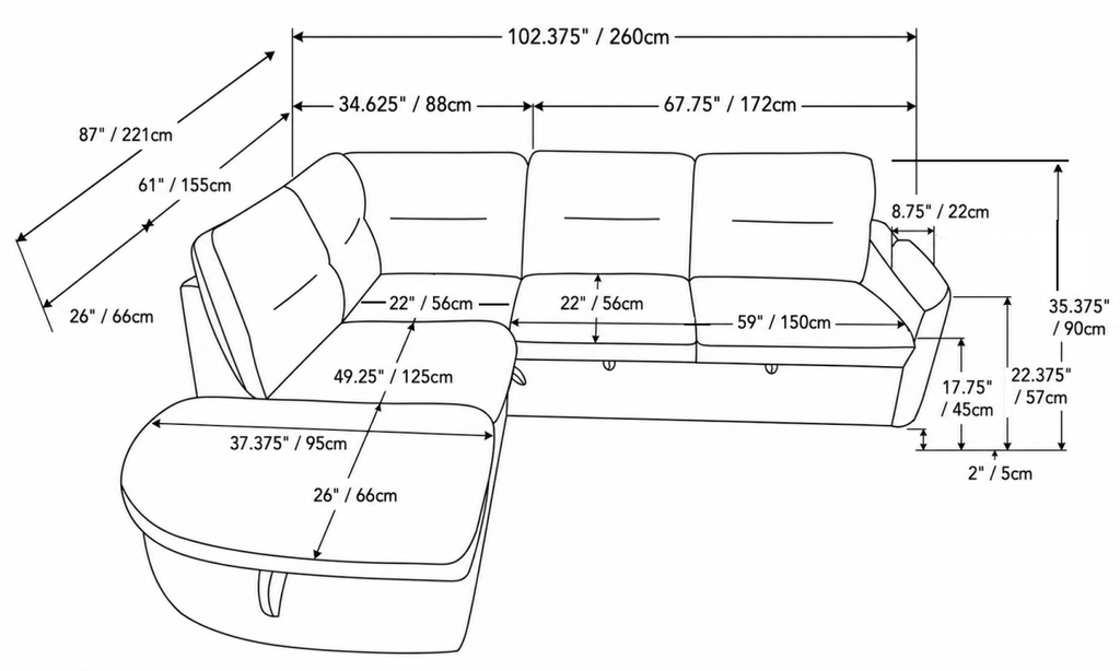 LHF Sectional Sleeper (Blue)