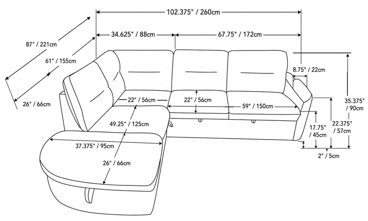 LHF Sectional Sleeper (Blue)