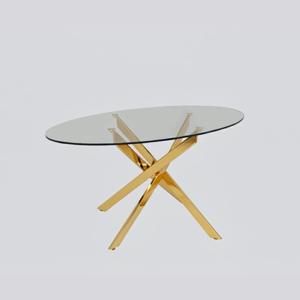 Genesis Oval Dining Table – Gold