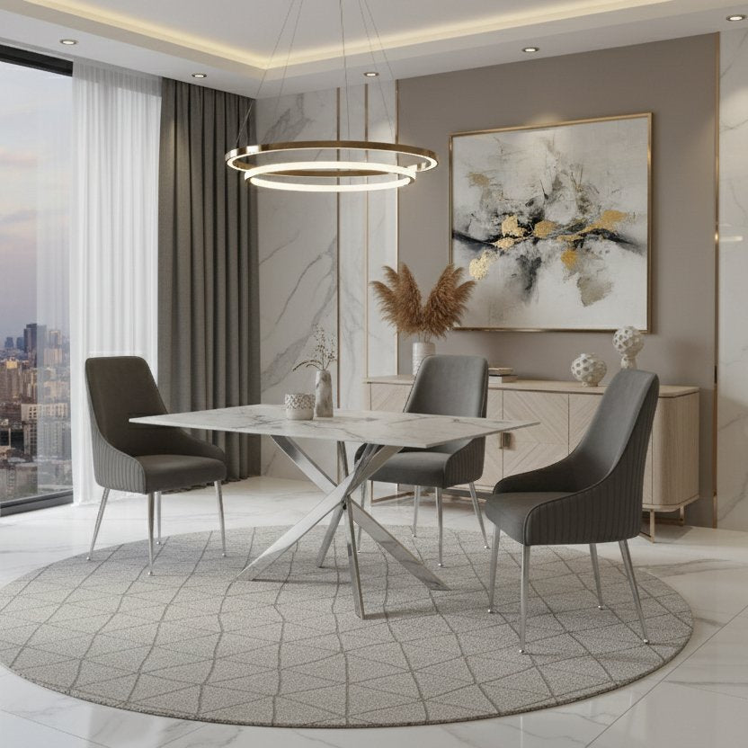 Genesis & Tina Marble Rectangle Dining Set