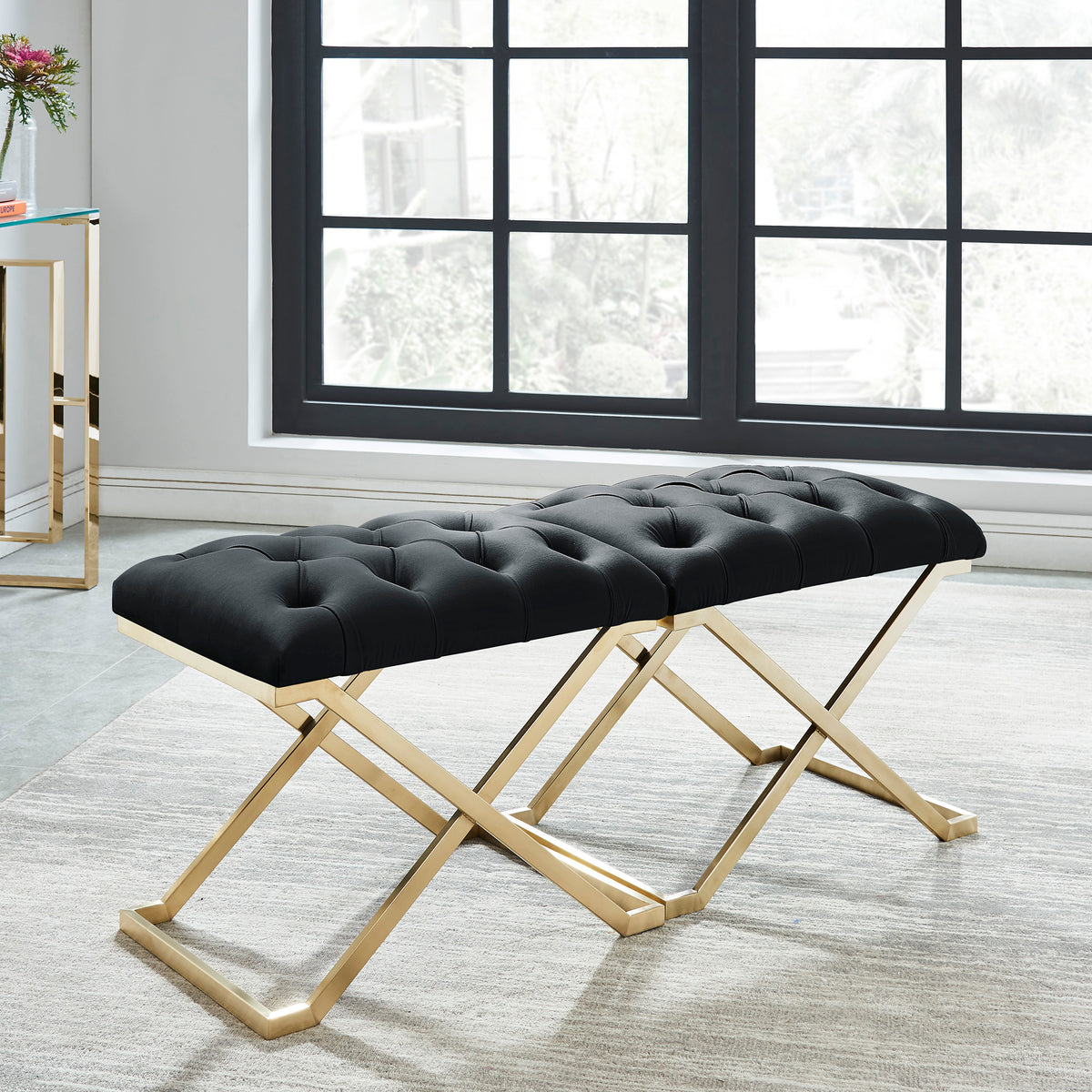 Rada Bench (Black and Brushed Gold)