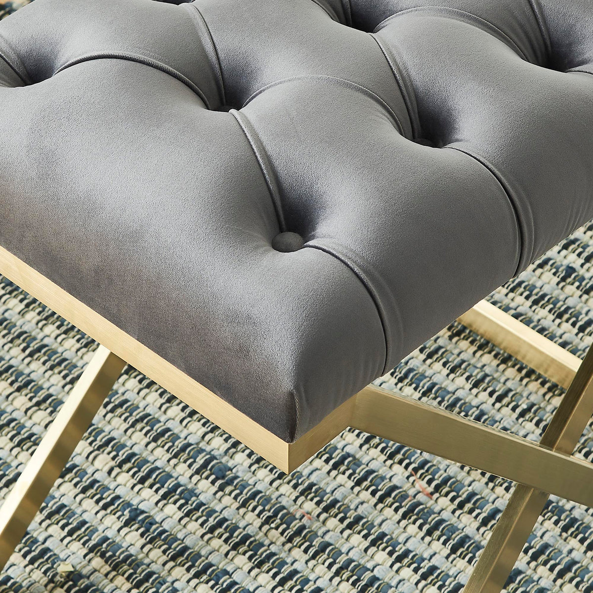 Rada Bench (Grey and Brushed Gold)
