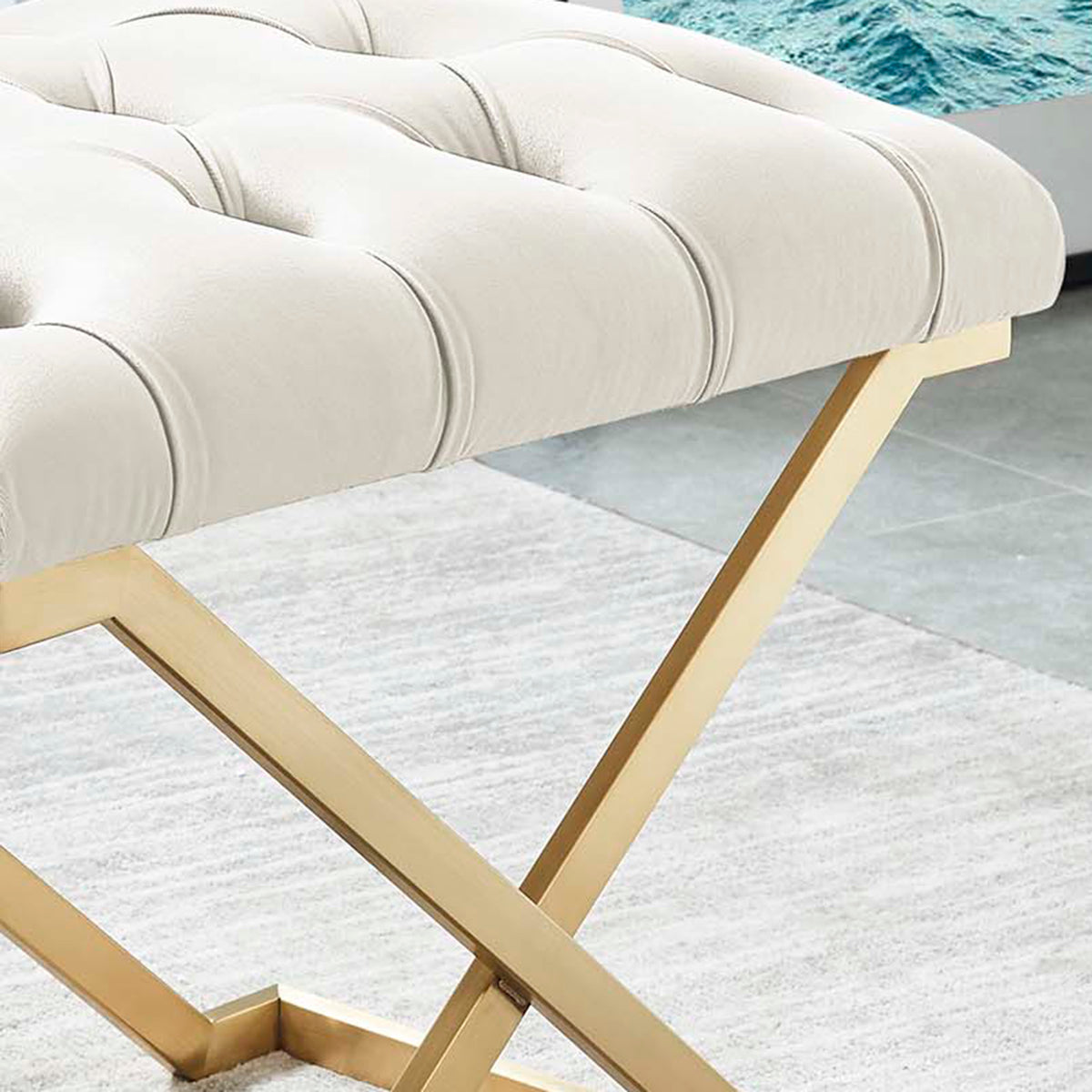 Rada Bench (Ivory and Brushed Gold)