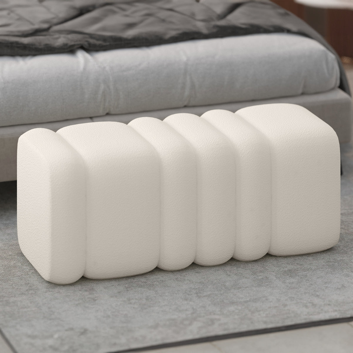 Rigel Large Ottoman Bench (Ivory)
