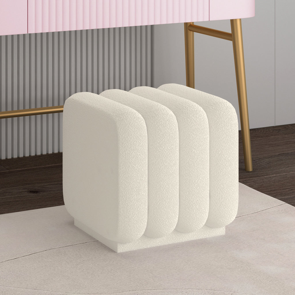 Rigel Small Square Ottoman (Ivory)