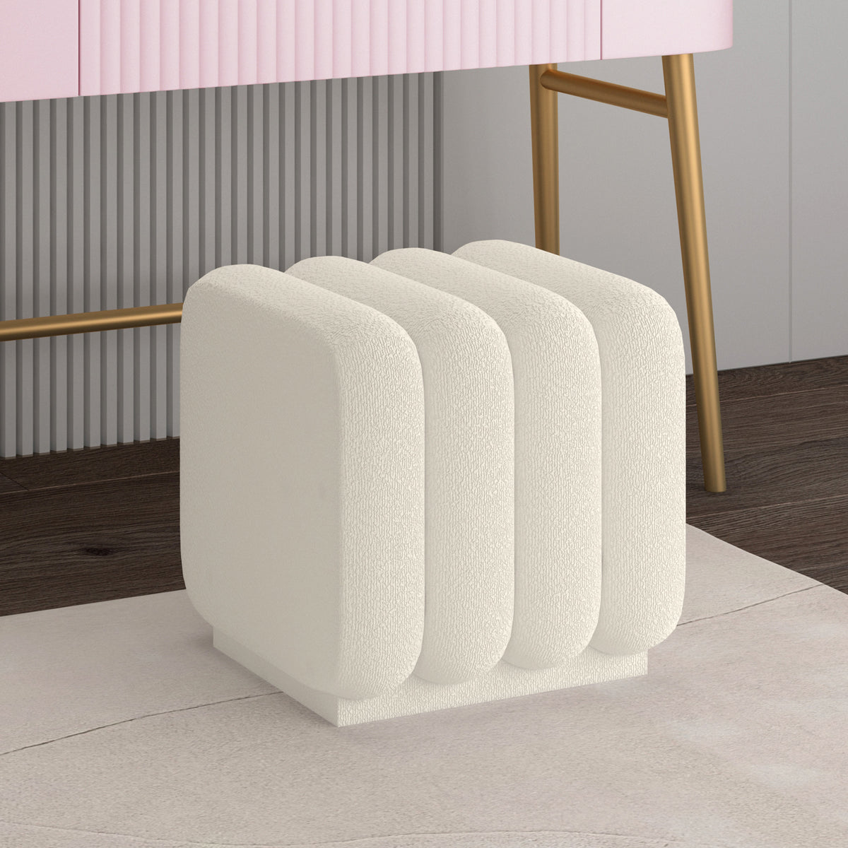 Rigel Small Square Ottoman (Ivory)