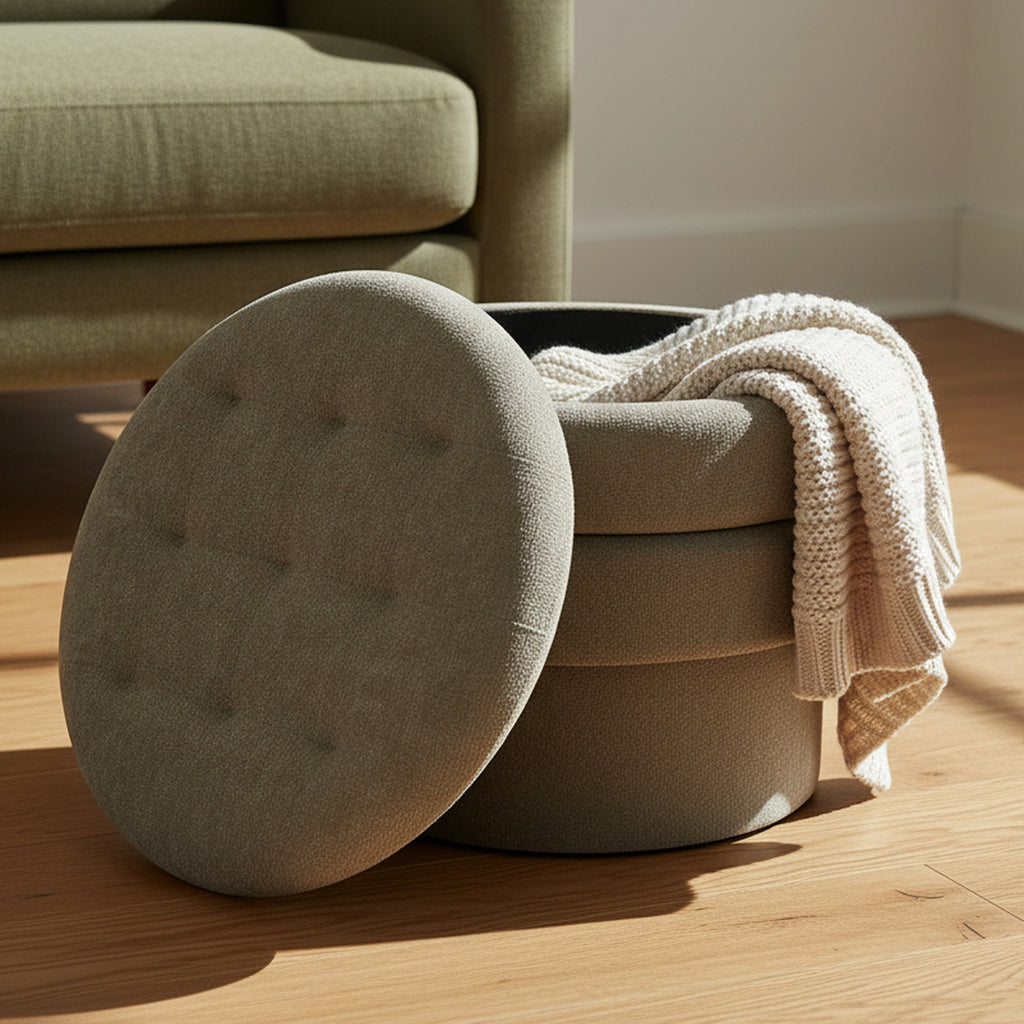 Kepler Round Storage Ottoman (Moss)