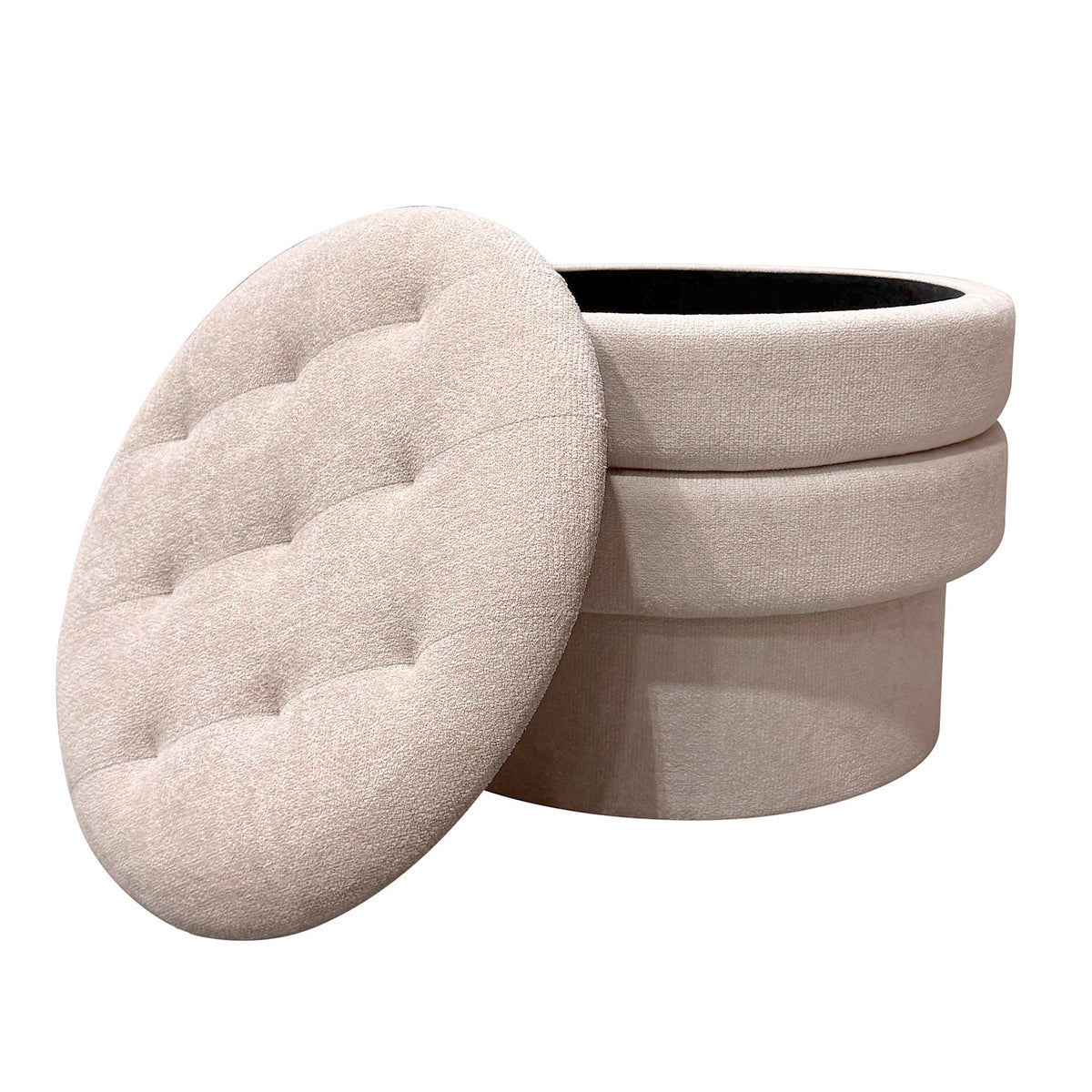 Kepler Round Storage Ottoman (Oat)