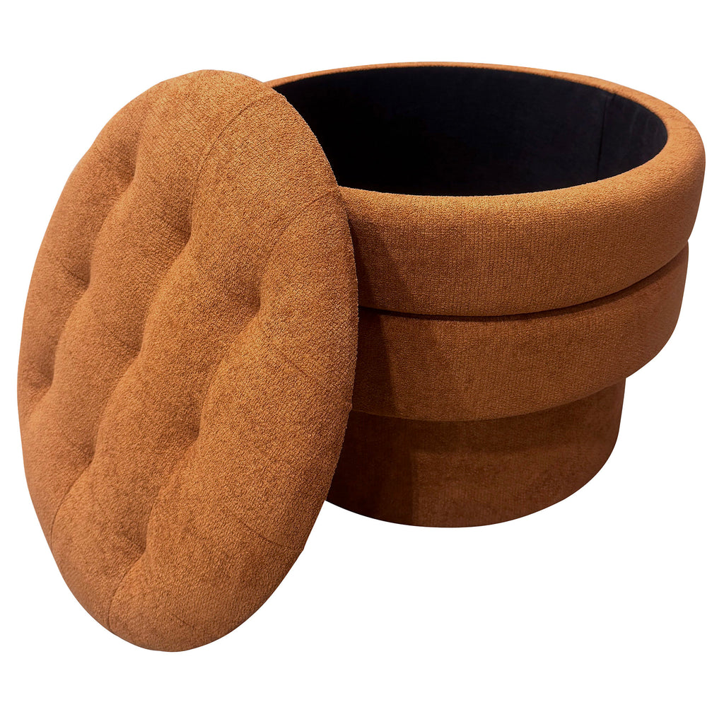 Kepler Round Storage Ottoman (Rust)